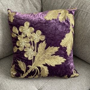 Embroidered Velvet Throw Pillow 19” x 19”